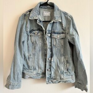 Distressed Light Colored Denim Jacket